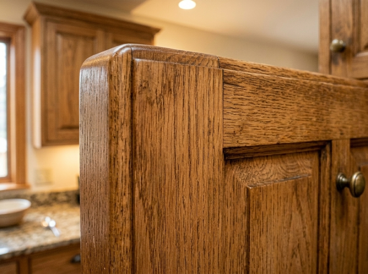 Beautifully restored oak cabinetry